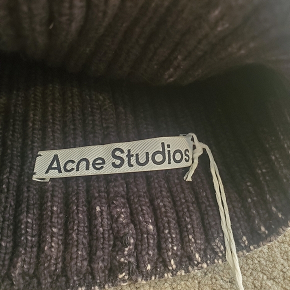 Acne Studios Acid Wash Beanie Hat in Dark Grey - Picture 6 of 7